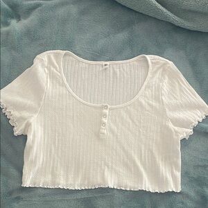 5For$15 BP Cream Ribbed Crop T-Shirt